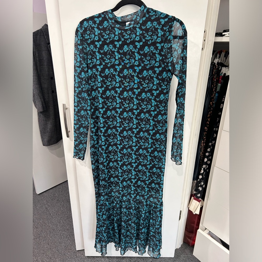 And Other stories mesh Floral Long Sleeve Dress
